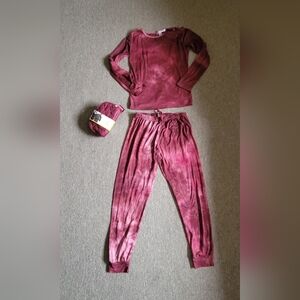Women's Size M Matching Gym Outfit & Beltbag Fanny Bundle Burgandy/Maroon/Red